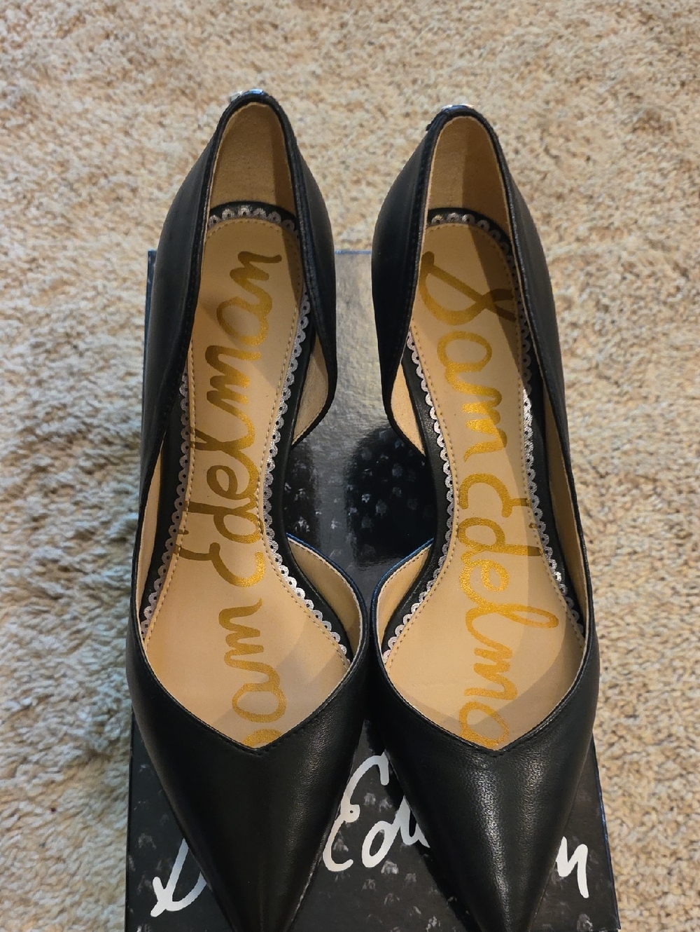 Sam Edelman Black Pointed Toe Leather Pumps